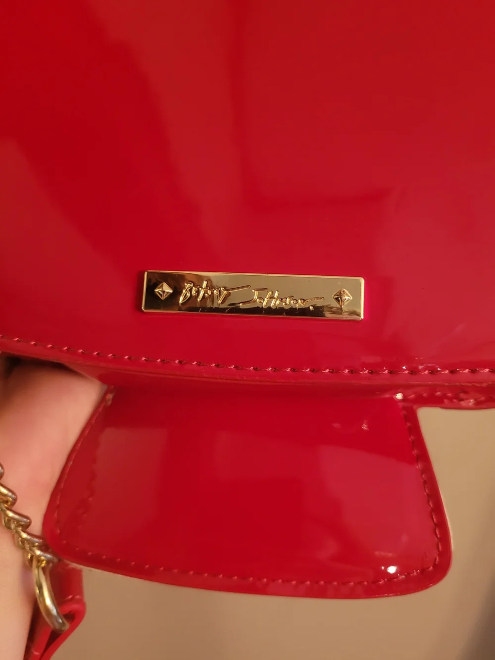 Betsey Johnson Red Mushroom Heart Crossbody Bag Toadstool Sparkly Rhinestone EUC